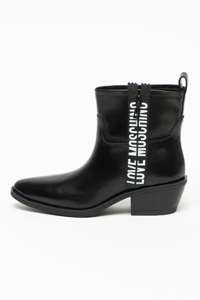 Кожаные ботинки с логотипом Love Moschino, черный