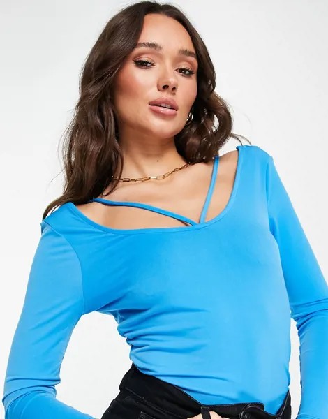 Лонгслив синего цвета с тесемками Vero Moda-Голубой