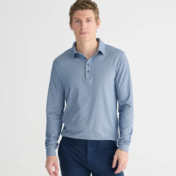 Футболка-Поло с длинными рукавами и технологией Coolmax J.Crew, синий