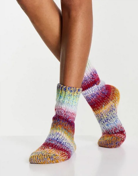 Разноцветные носки для дома с комбинированным узором ASOS DESIGN-Разноцветный