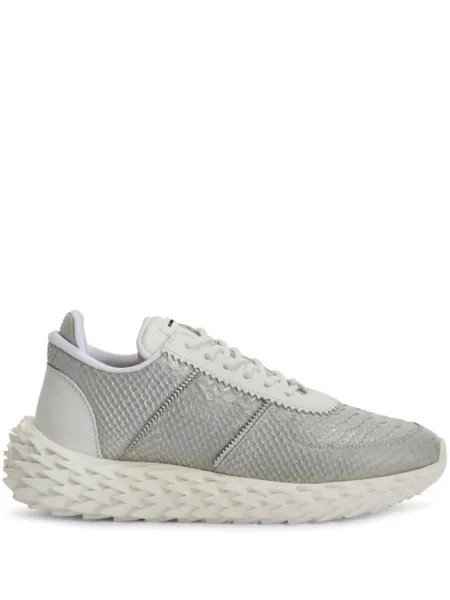 Кроссовки Urchin с тиснением под кожу змеи Giuseppe Zanotti, серебристый