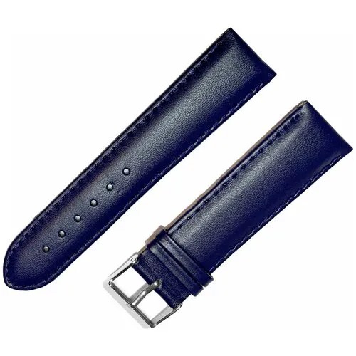 Ремешок 2205-01-1-7 М Classic Синий кожаный ремень для наручных часов из натуральной кожи 22 мм матовый гладкий