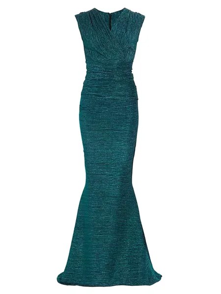 Плиссированное платье без рукавов металлик Talbot Runhof, цвет dragonfly