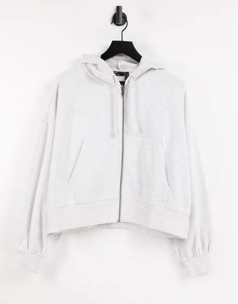 Белый меланжевый oversized-худи на молнии свободного кроя ASOS DESIGN
