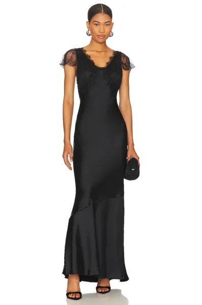 Платье миди WeWoreWhat Lace Midi Slip Dress, черный