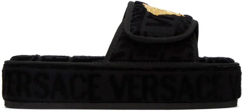 Черные тапочки с Медузой Versace Underwear