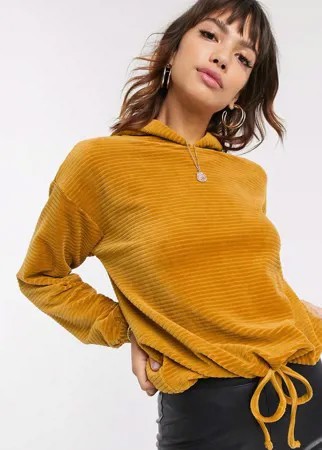 Вельветовый худи горчичного цвета Esprit-Желтый