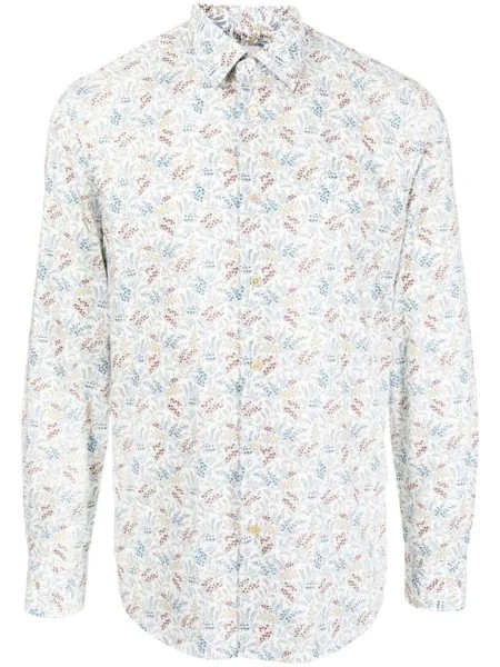 Paul Smith рубашка с цветочным принтом, белый