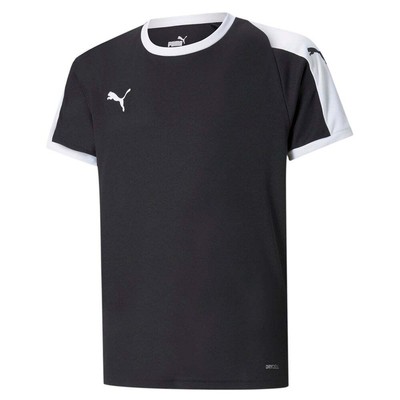 Puma Liga Logo Футболка с круглым вырезом и коротким рукавом для мальчиков Молодежная черная 703418-03