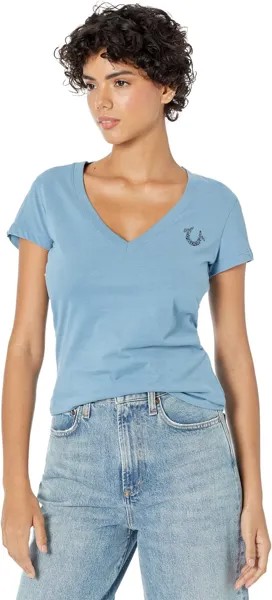Футболка True Religion Buddha Circle Stones V-Neck, цвет Soft Blue