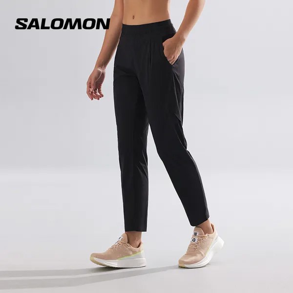 Salomon спортивные штаны удобные женские черные дышащие уличные брюки с 9 точками RUNLIFE PANTS W, цвет Темно-черный C20279