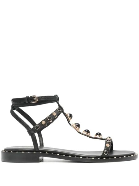 Ash bead-embellished leather sandals, черный