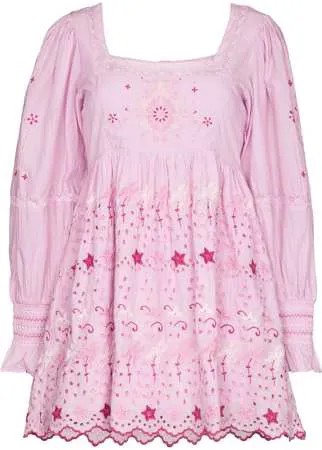 LoveShackFancy платье мини Freja с вышивкой