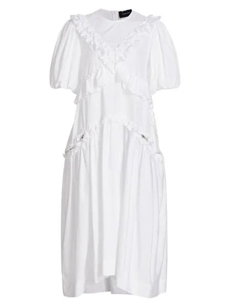 Платье миди с молнией и оборками Simone Rocha, белый