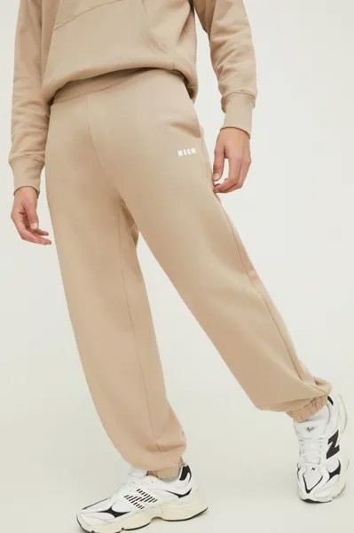 Хлопковые спортивные штаны Msgm, бежевый