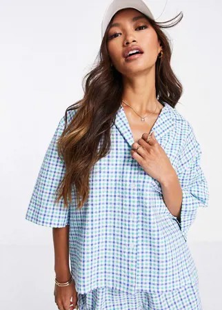 Фактурная рубашка с короткими рукавами и принтом в клетку (от комплекта) ASOS DESIGN-Разноцветный