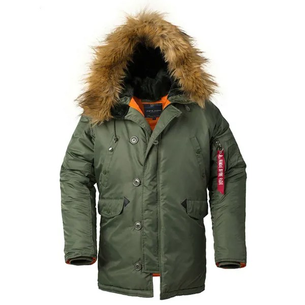Зимнее длинное Канадское пальто N3B в стиле милитари с меховым капюшоном, теплый Тренч, камуфляжная тактическая куртка-бомбер, армейская Кор...