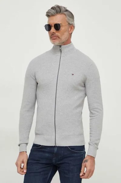 Хлопковый кардиган Tommy Hilfiger, серый