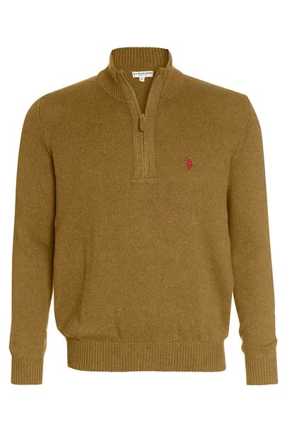Пуловер U.S. Polo Assn. Troyer Zip, бежевый