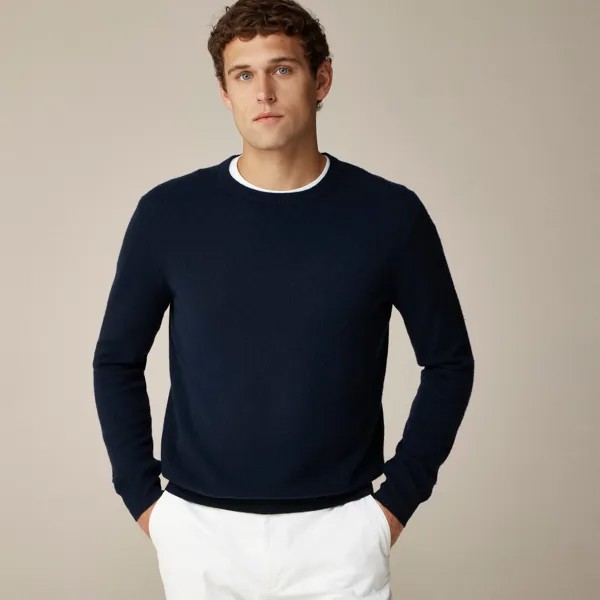 Кашемировый свитер с круглым вырезом J.Crew, синий