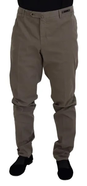 Брюки PT01 Коричневые мужские классические брюки-чиносы со средней талией IT6/W50/3XL 360 долларов США
