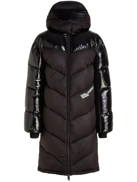 Karl Lagerfeld Jeans logo-print panelled parka coat, черный