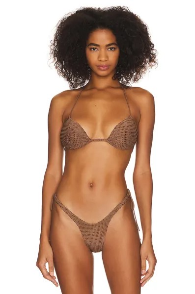 Топ бикини LaQuan Smith x REVOLVE Crystal Bikini Top, цвет Cognac