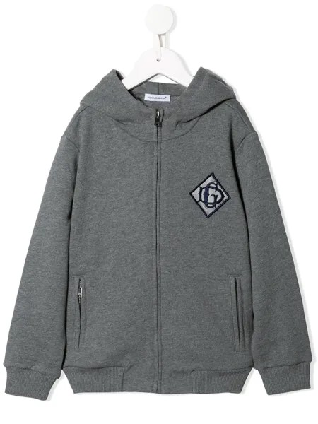 Dolce & Gabbana Kids худи на молнии с логотипом DG
