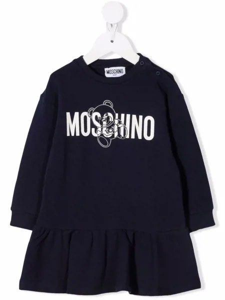 Moschino Kids платье с оборками и логотипом