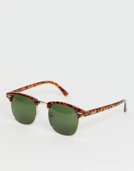 Черепаховые солнцезащитные очки в ретро-оправе SVNX-Коричневый