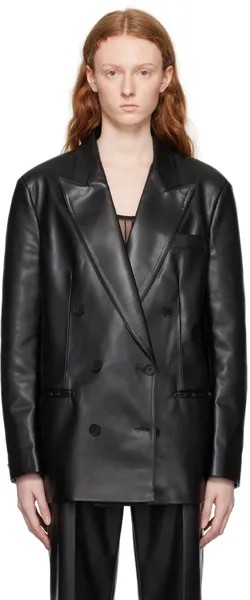 Черный объемный пиджак из искусственной кожи Stella McCartney