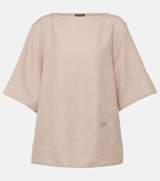 Топ из смеси льна и шерсти Loro Piana, серый