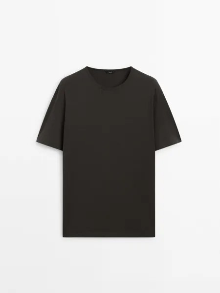 Хлопковая футболка с короткими рукавами Massimo Dutti, серый