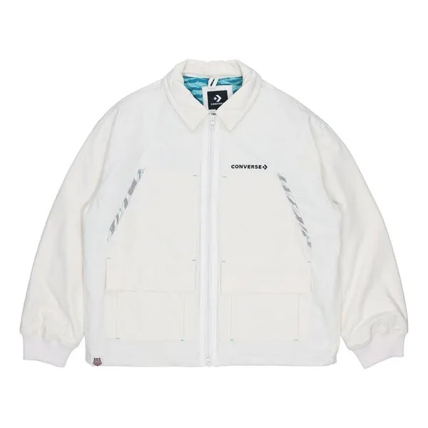 Куртка Converse New Year Series Logo Printing Lapel Sports Jacket Creamy White, белый