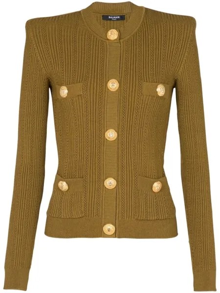 Balmain button-front knitted top, золотой