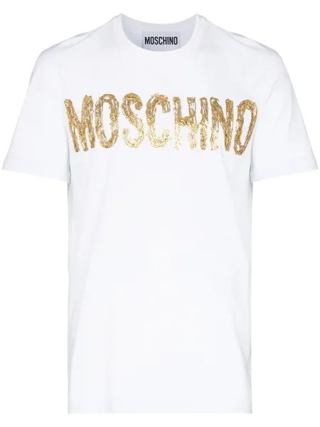 Moschino футболка с логотипом металлик
