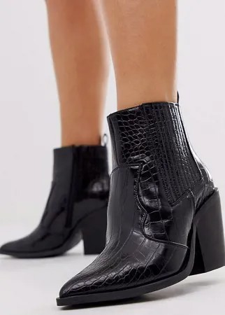 Черные ботинки в стиле вестерн для широкой стопы ASOS DESIGN Elliot-Черный