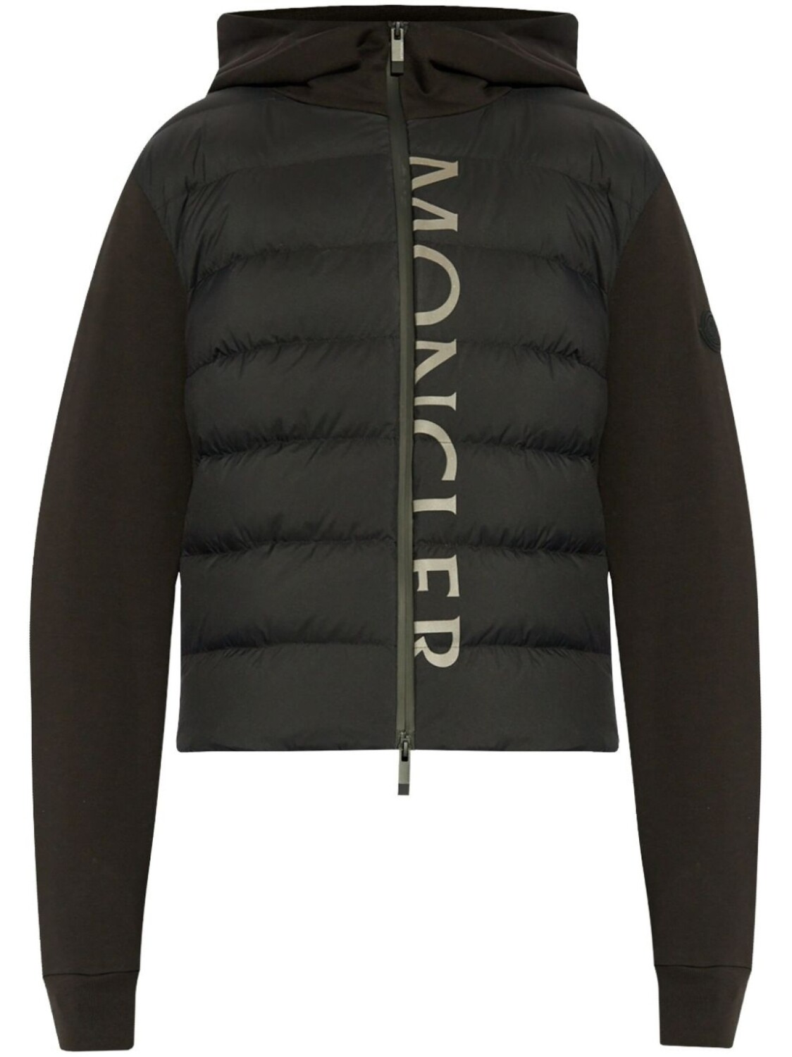 Moncler куртка с капюшоном и принтом логотипа, черный