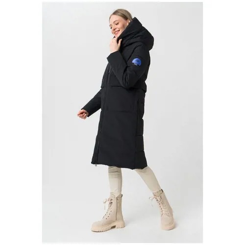 Утепленное пальто с накладными карманами En_W61451 Черный 46