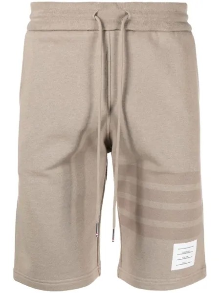 Thom Browne спортивные брюки с полосками 4-Bar, нейтральный цвет