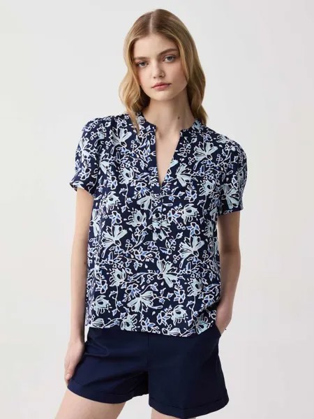 Блузка с короткими рукавами-буфами Ovs, цвет blue/light blue