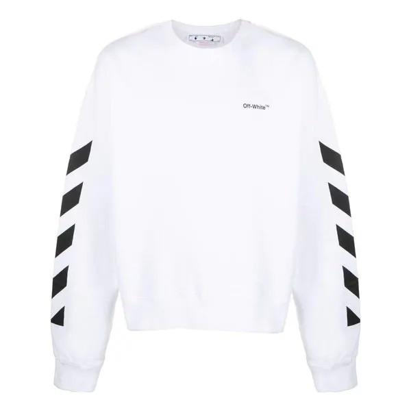 Толстовка Men's OFF-WHITE FW22 Side Stripe Alphabet Printing Straight Round Neck Long Sleeves Autumn White, белый