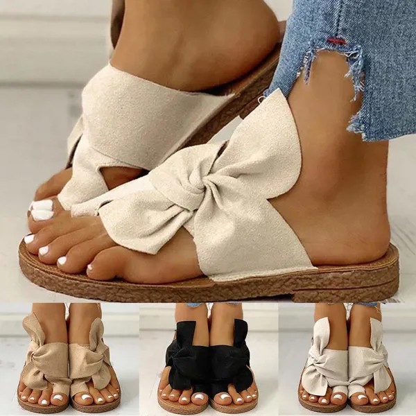 Женщины сандалии Летние тапочки Мода Твердый узел женщин обувь Флопы Случайный Пляж Дамы тапочки