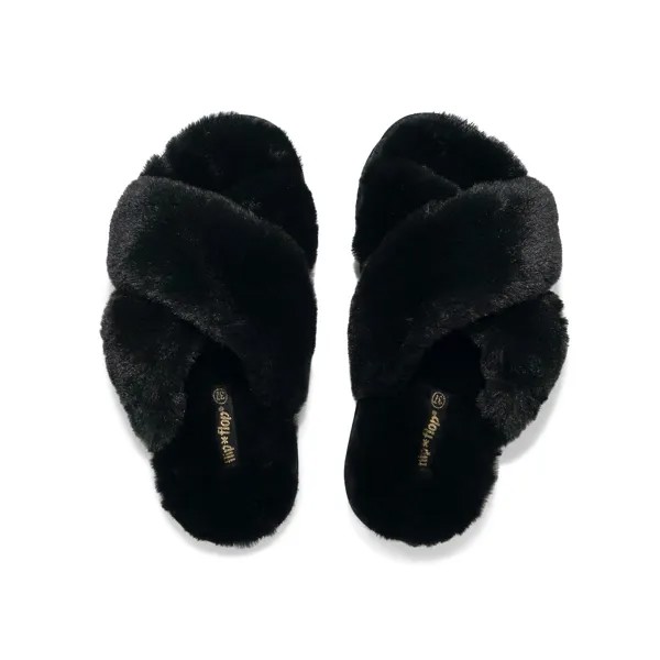 Тапочки Flip Flop Hausschuh cross*fur 2, черный