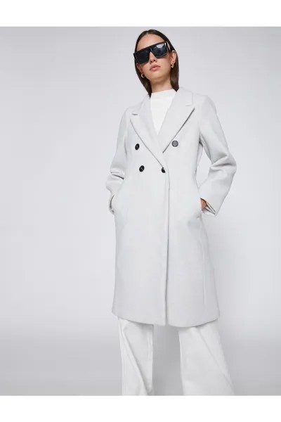 Двубортное пальто-тайник на пуговицах с карманами Koton, экрю