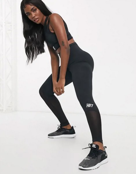 Черные леггинсы с контрастной вставкой HIIT-Черный