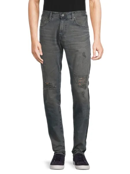 Узкие джинсы скинни со средней посадкой и потертостями Ag Jeans, синий