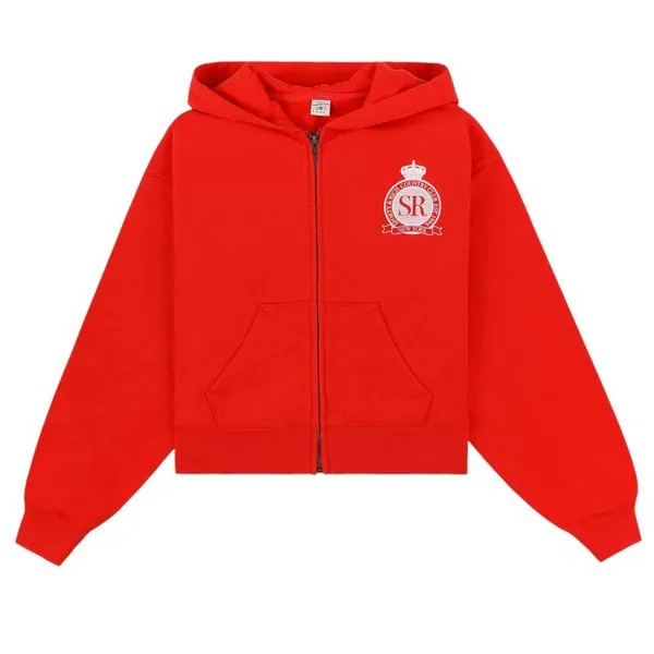 Худи Sporty & Rich Royal Club Zipped Cropped Hoodie, цвет Bright Red/White