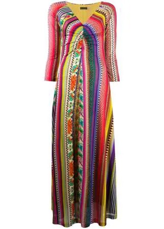 Etro полосатое платье макси с V-образным вырезом