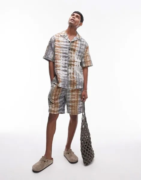 Разноцветная рубашка из жатого хлопка с короткими рукавами Topman